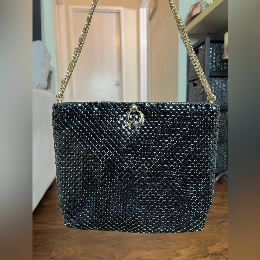 Vintage BLACK Mesh PURSE Handbag Evening Bag